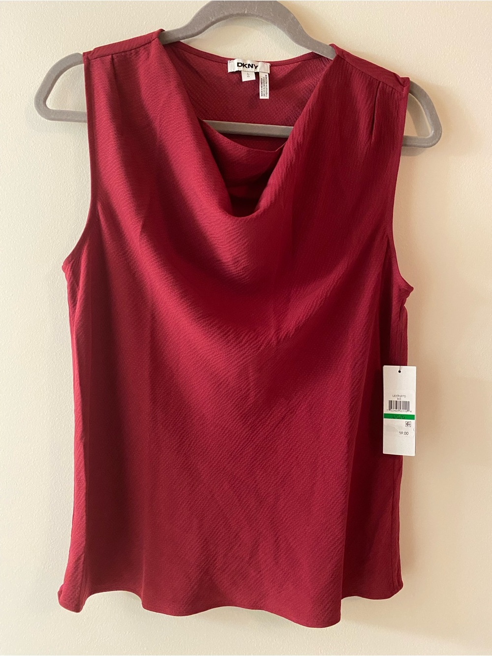 DKNY Sleeveless Cowl Neck Camisole in Burgundy